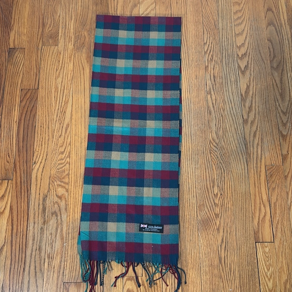 Made in Scotland 100% cashmere scarf‎ Unisex plaid colorful fringe